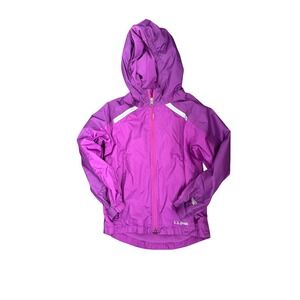 L.L. Bean Kids Softshell Wind Rain Jacket Purple Fleece Hooded M 5-6 286127